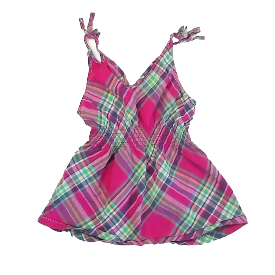 Tea Collection Girls Pink Plaid Blouse Size: 7 Years Pink Plaid