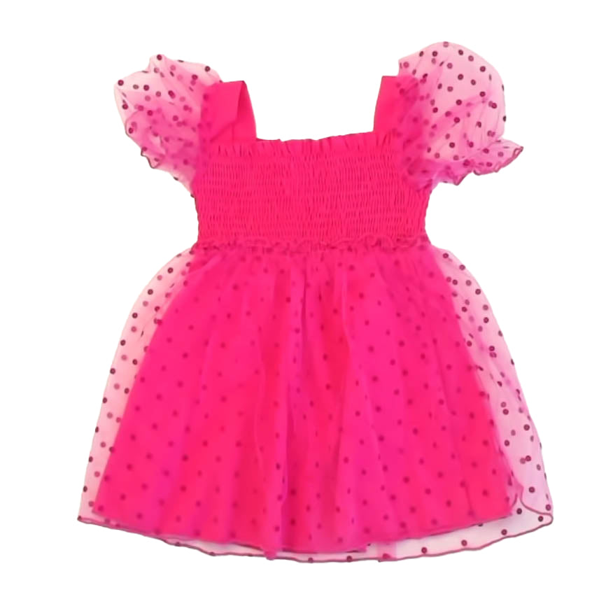 Shein Girls Pink Polka Dots Dress Size: 2-3T Pink Polka Dots