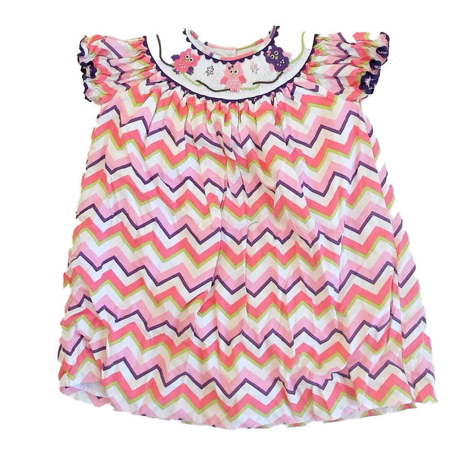 Marmellata Girls Pink | Purple Owls Dress Size: 4T Pink | Purple Owls