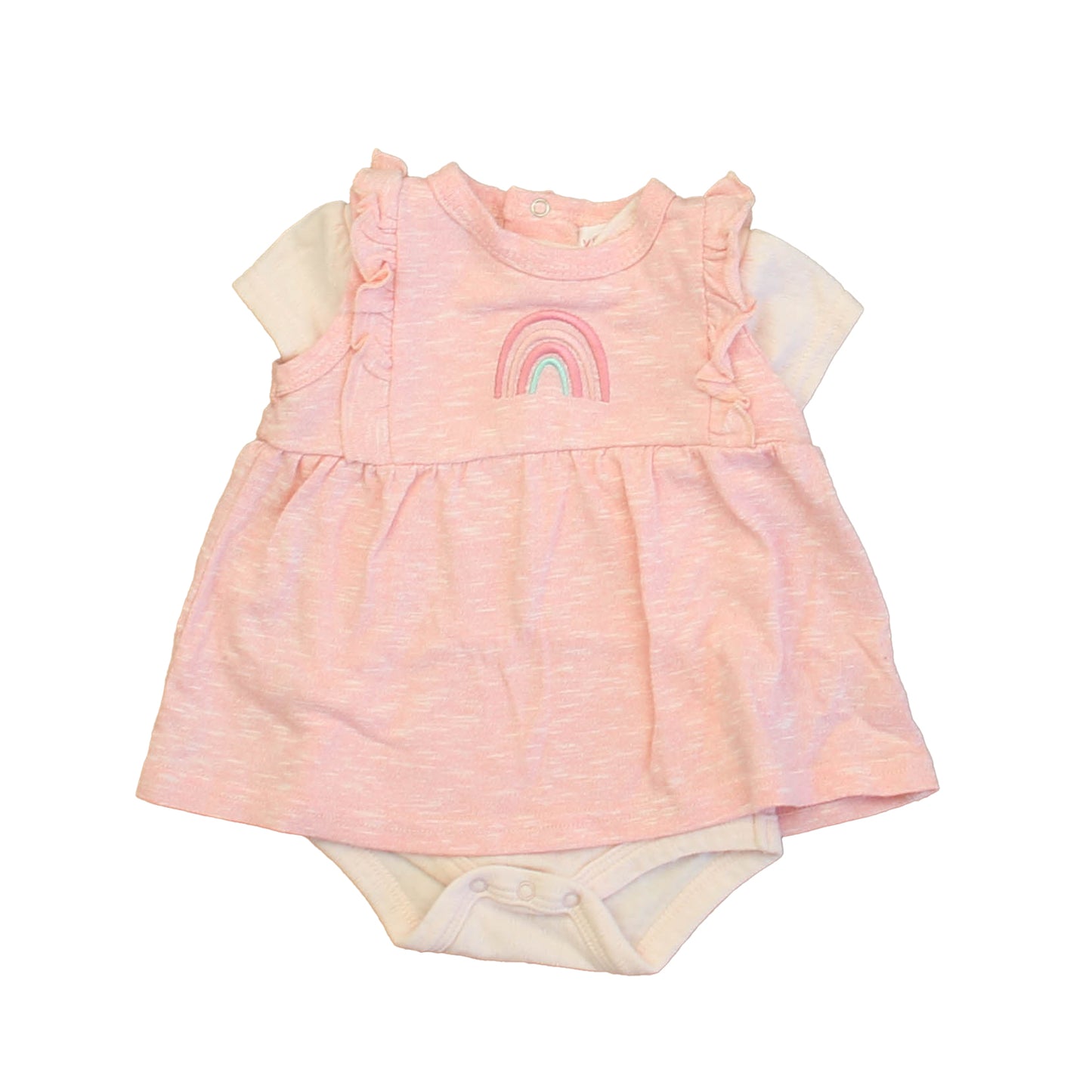 Kit & Pearl Girls Pink Rainbow Dress Size: 3-6 Months Pink Rainbow
