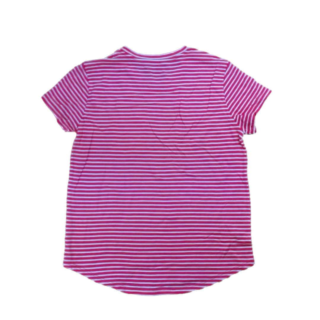 Rockets Of Awesome Girls Pink Red |White Stripes Short Sleeve Shirt Size: 12 Years Pink Red |White Stripes
