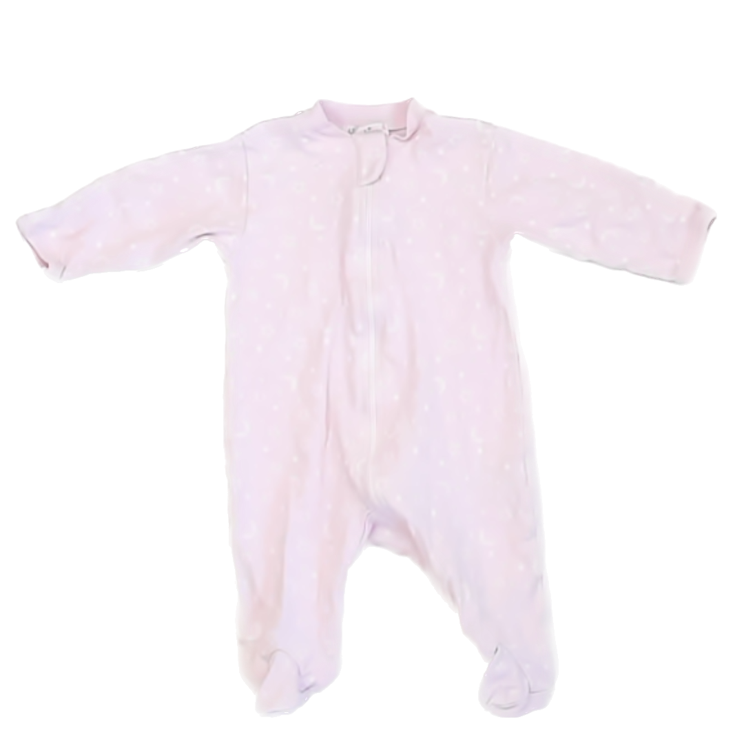 Kissy Kissy Girls Pink | Stars & Moon 1-piece footed Pajamas Size: 0-3 Months Pink | Stars & Moon