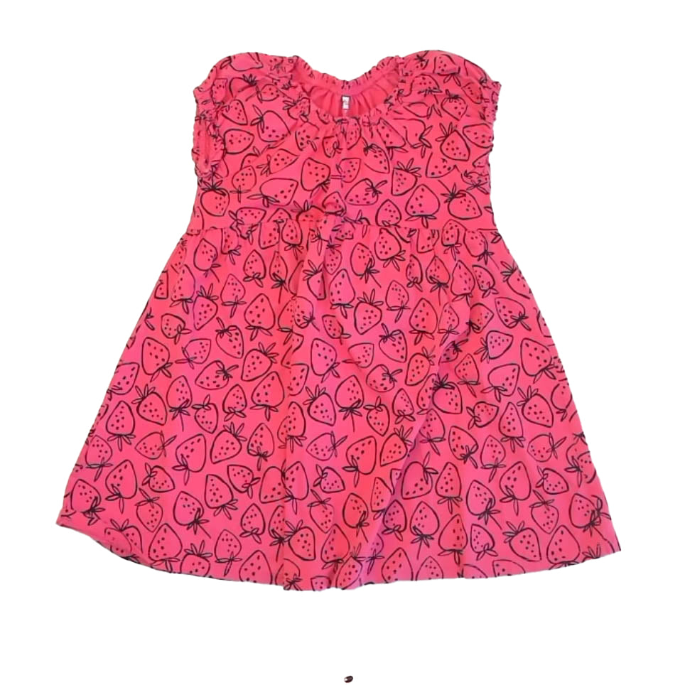 Tea Collection Girls Pink Strawberries Dress Size: 7 Years Pink Strawberries