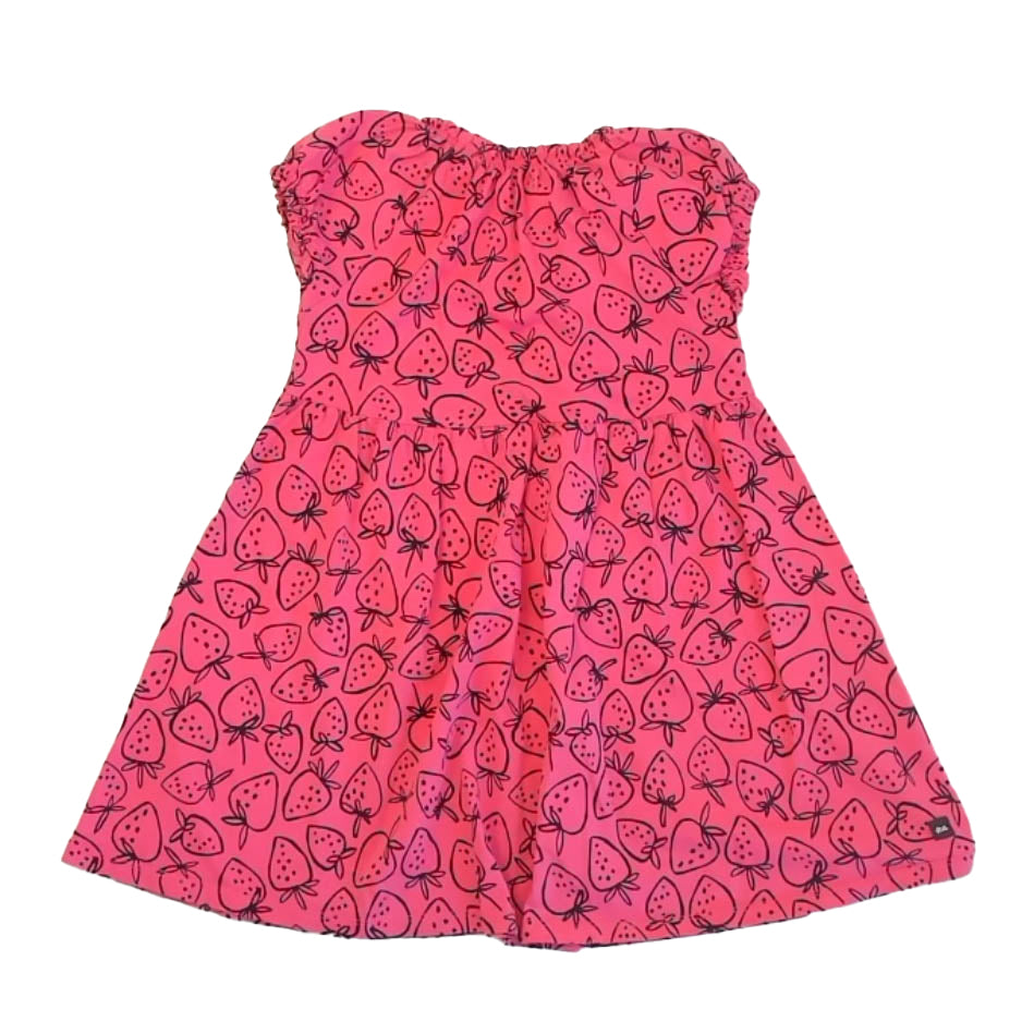 Tea Collection Girls Pink Strawberries Dress Size: 7 Years Pink Strawberries