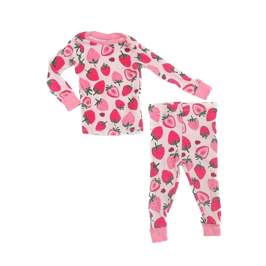 Honest Baby Clothing Girls Pink Strawberries 2-piece Pajamas Size: 18 Months Pink Strawberries