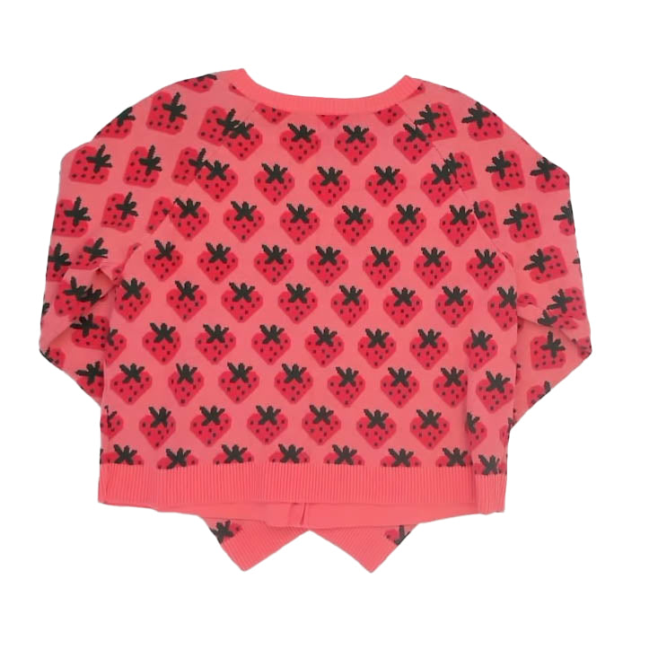 Tea Collection Girls Pink Strawberries Cardigan Size: 12-14 Years Pink Strawberries
