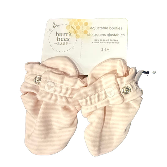 Burt's bees Girls Pink Stripe Booties Size: 3-6 Months Pink Stripe