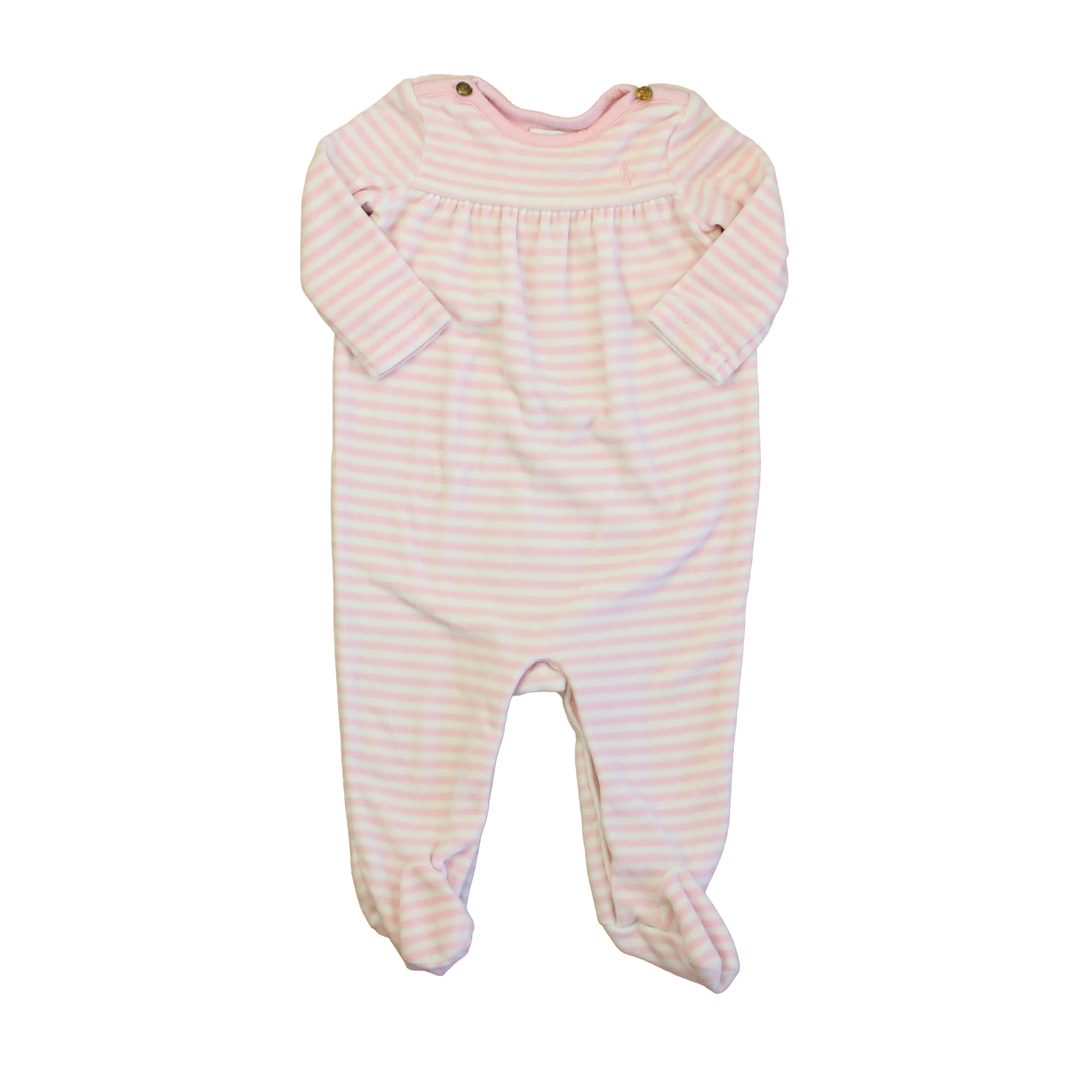 Ralph Lauren Girls Pink Stripe Long Sleeve Outfit Size: 6 Months Pink Stripe
