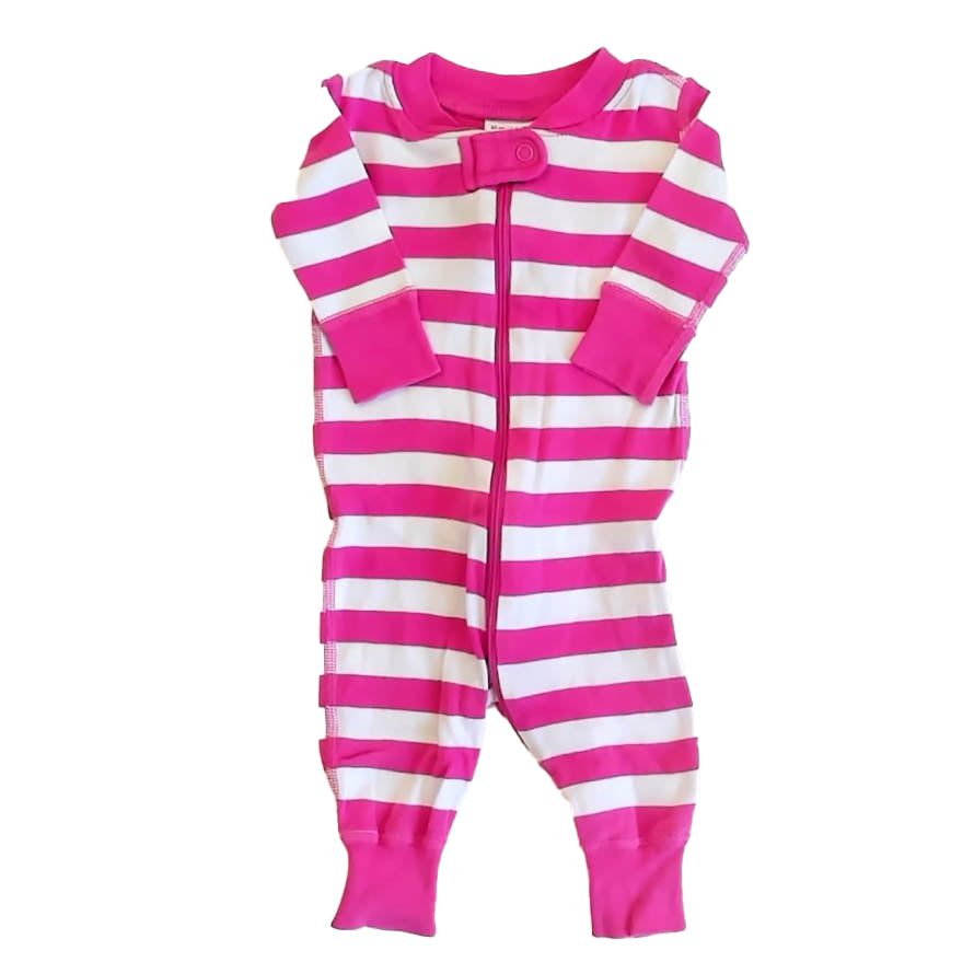Hanna Andersson Girls Pink Stripe 1-piece Non-footed Pajamas Size: 0-3 Months Pink Stripe
