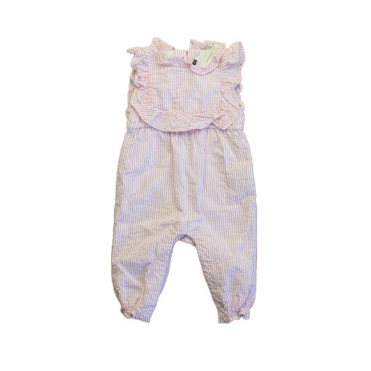 Janie and Jack Girls Pink Stripe Romper Size: 3-6 Months Pink Stripe