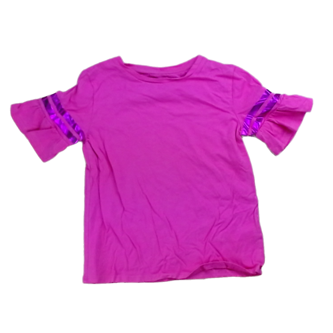 Rockets Of Awesome Girls Pink | Striped Arms Short Sleeve Shirt Size: 6 Years Pink | Striped Arms