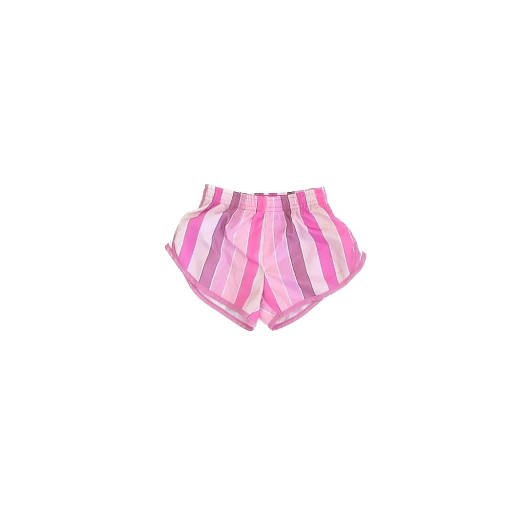 Nike Girls Pink Striped Athletic Shorts Size: 2-3T Pink Striped