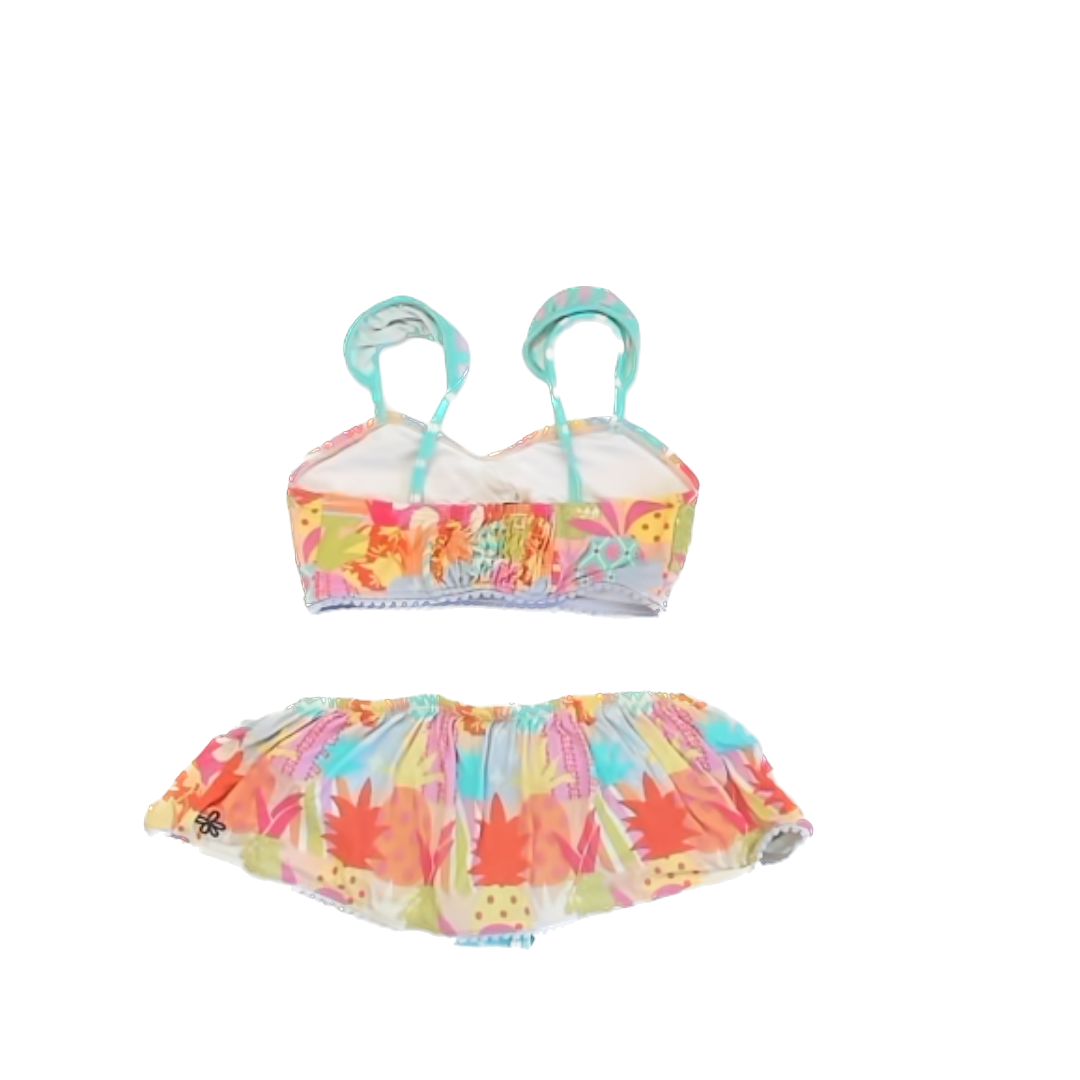 Matilda Jane Girls Pink | Teal Floral 2-piece Swimsuit Size: 6 Years Pink | Teal Floral