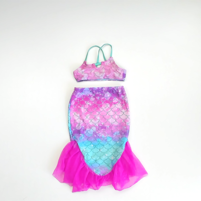 SO Girls Pink | Teal | Purple 2-piece Swimsuit Size: 4-5T Pink | Teal | Purple