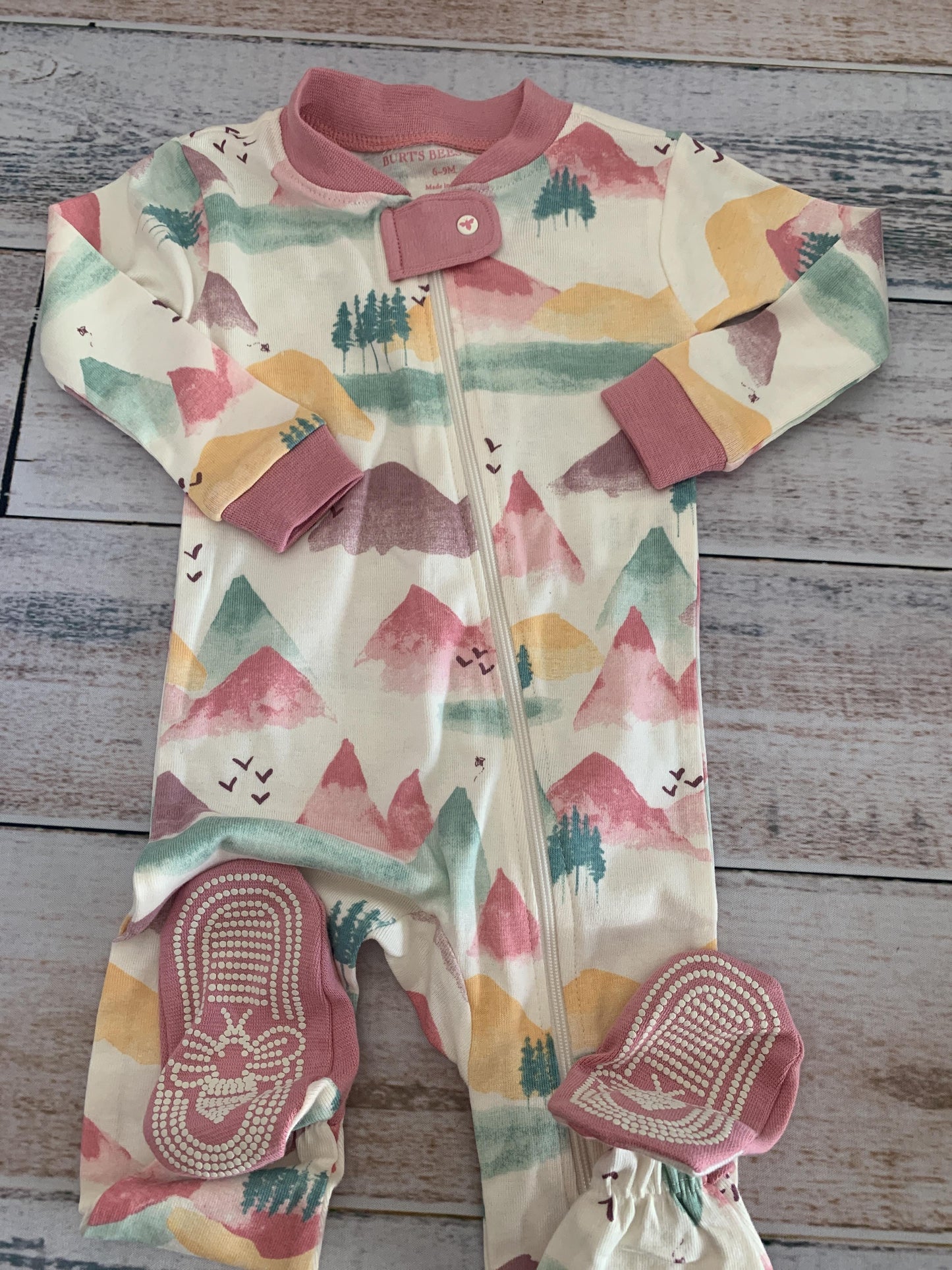 Burt's Bees Girls pink | trees | purple Pajamas Size: 6-9 months pink | trees | purple