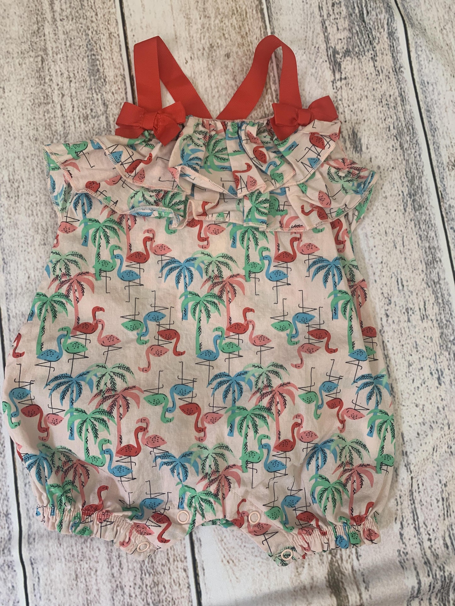 First Impressions Girls pink | Tropical Romper Size: 6-9 months pink | Tropical