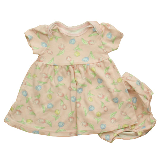 Little Me Girls Pink Tulips Dress Size: 3 Months Pink Tulips