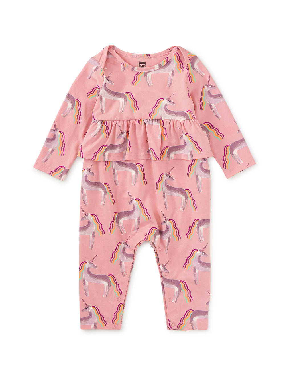 Tea Collection Girls Pink Unicorns Romper Size: 6-9 Months Pink Unicorns