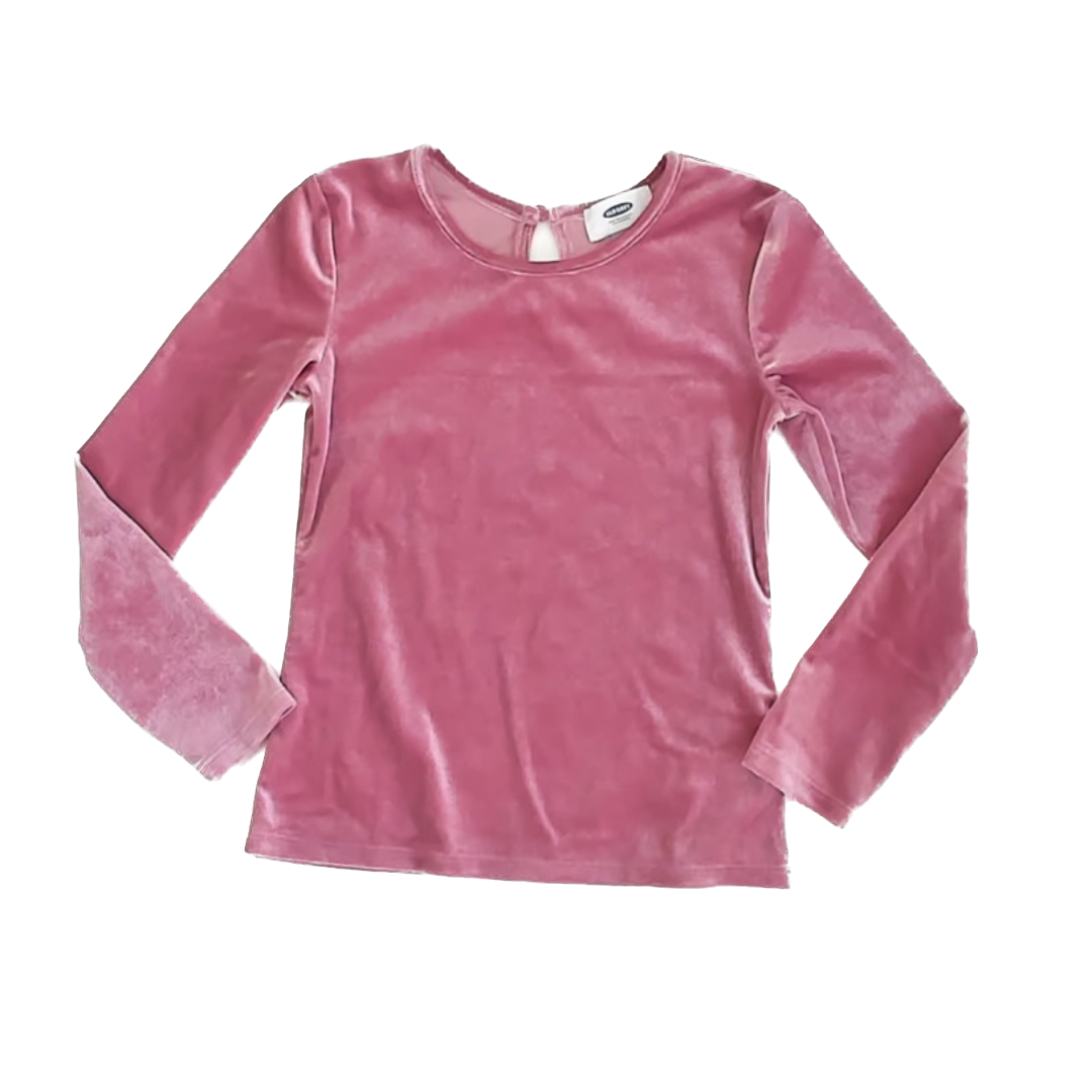 Old Navy Girls Pink Velour Long Sleeve Shirt Size: 6-7 years Pink Velour