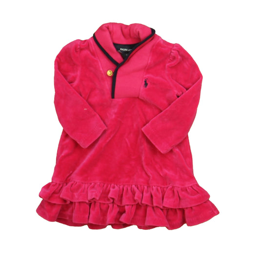 Ralph Lauren Girls Pink Velour Dress Size: 9 Months Pink Velour