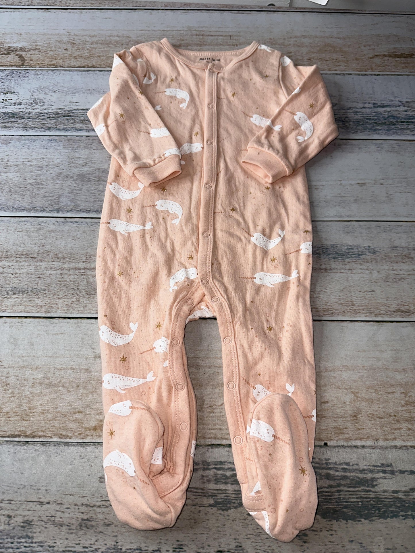 Petit Lemi Girls pink | whales Pajamas Size: 9 months pink | whales