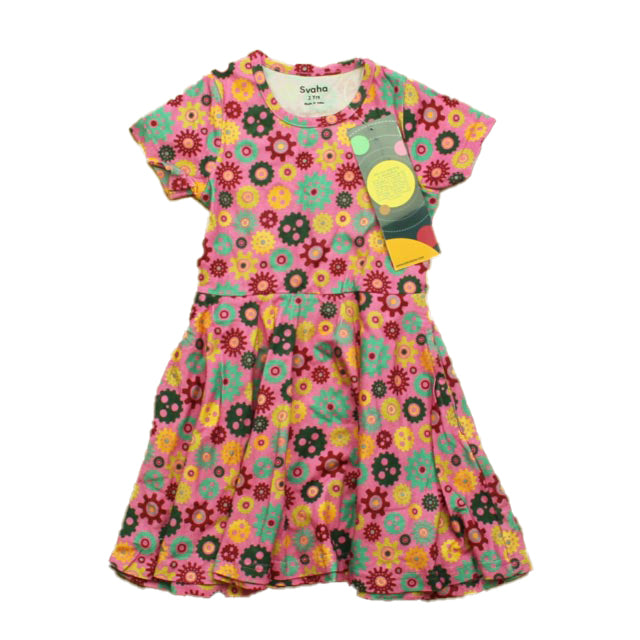 Svaha Girls Pink Wheels Dress Size: 2T