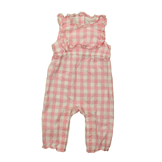Janie and Jack Girls Pink | White Check Romper Size: 3-6 Months Pink | White Check