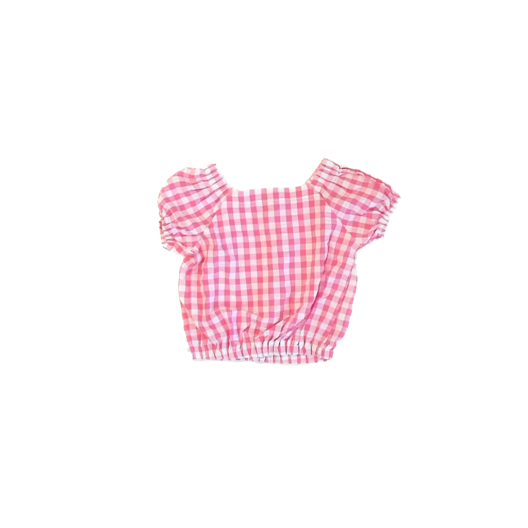 Jessica Simpson Girls Pink | White Gingham Short Sleeve Shirt Size: 3T Pink | White Gingham