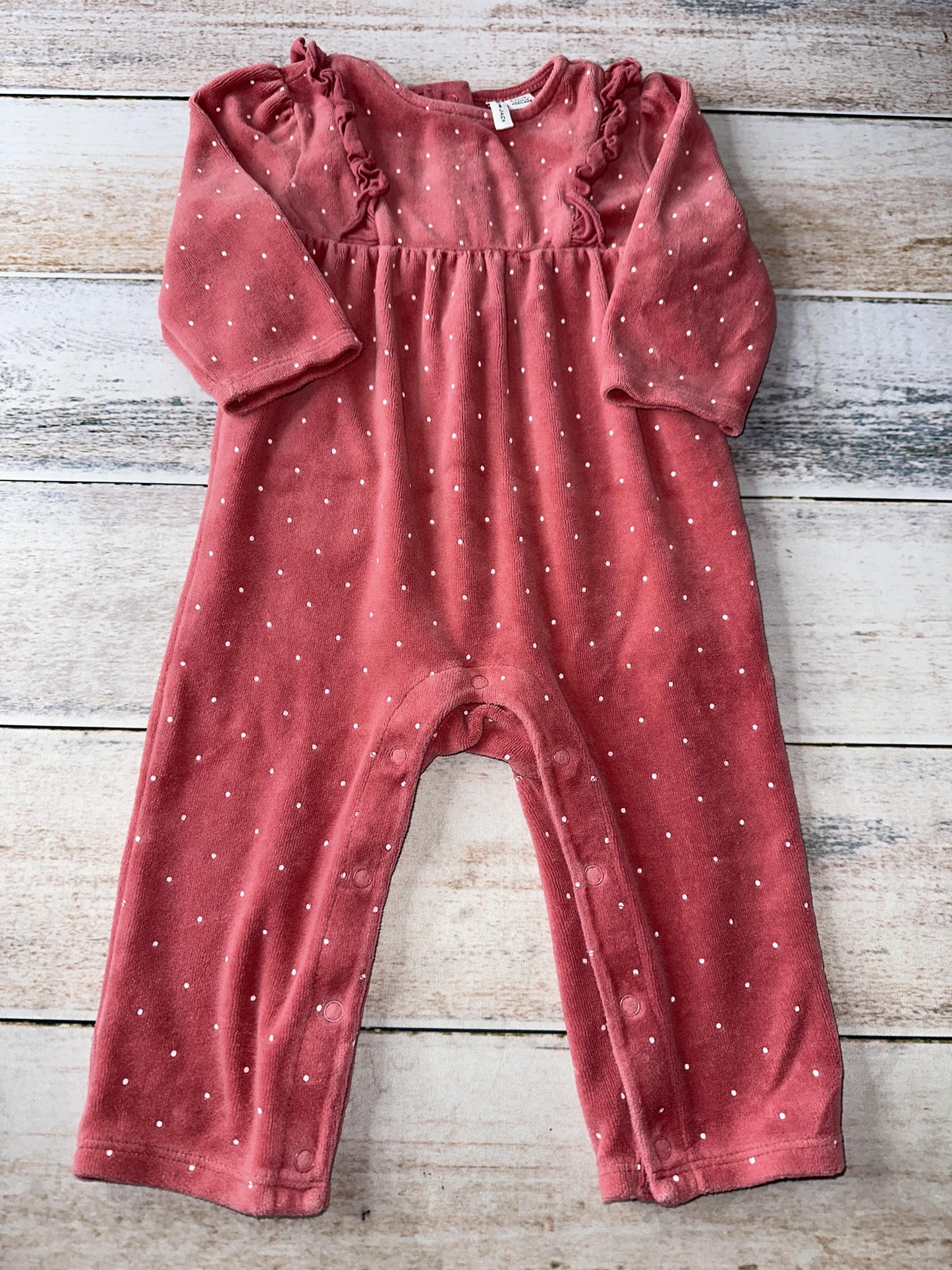 Janie and Jack Girls pink | White | polka dot Long Sleeve Outfit Size: 6-12 months pink | White | polka dot