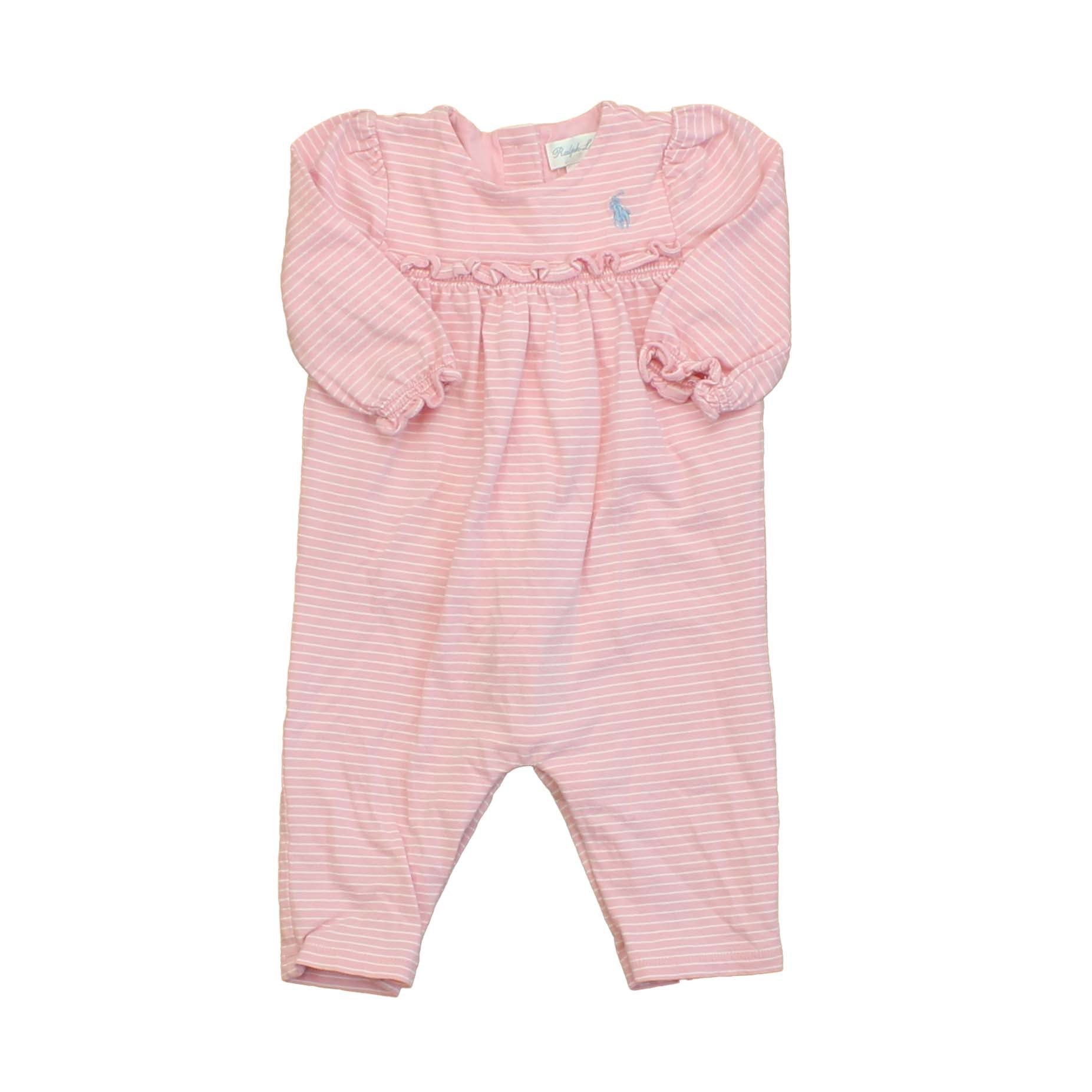 Ralph Lauren Girls Pink | White | Stripes Long Sleeve Outfit Size: 3 Months Pink | White | Stripes