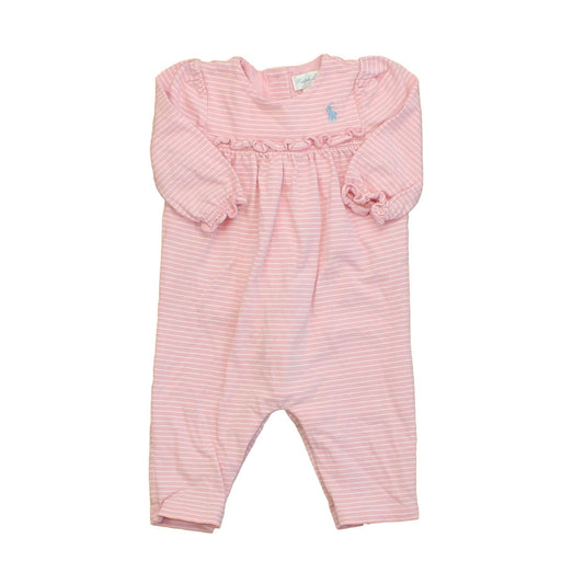 Ralph Lauren Girls Pink | White | Stripes Long Sleeve Outfit Size: 3 Months Pink | White | Stripes