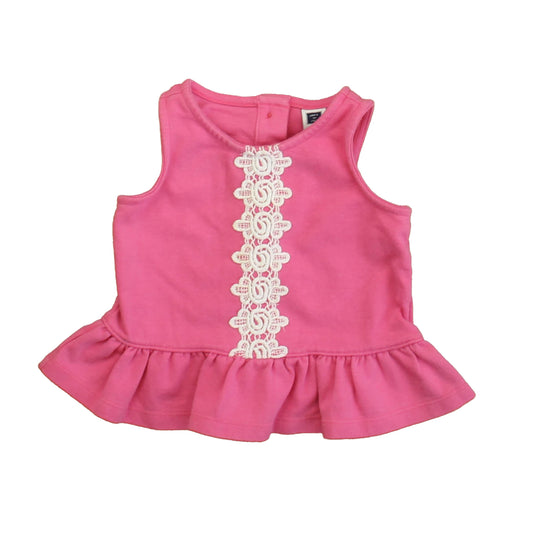 Janie and Jack Girls Pink | White Tank Top Size: 6-12 Months Pink | White