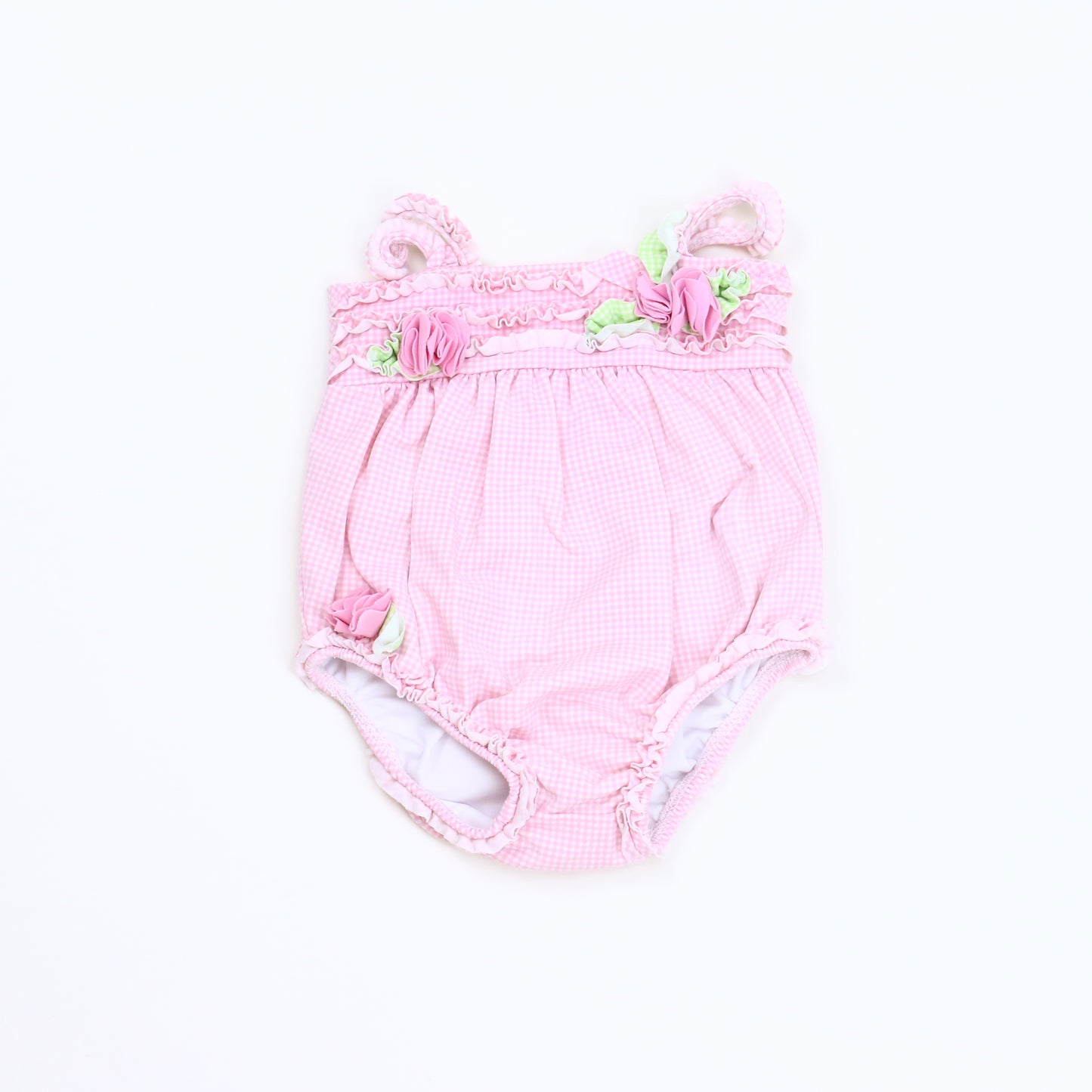 Kate Mack Girls Pink/White 1-piece Swimsuit Size: 6 Months Pink/White