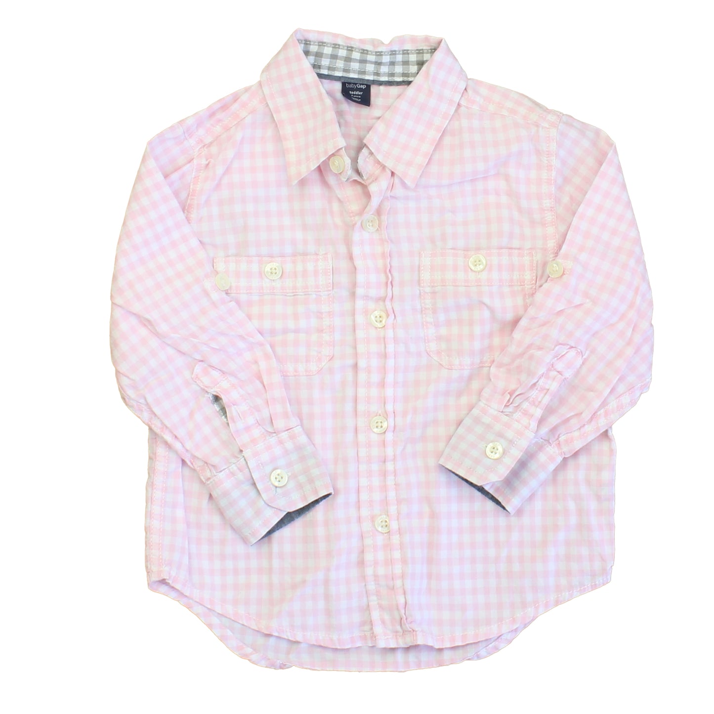 Gap Boys Pink | White Button Down Long Sleeve Size: 2T Pink | White