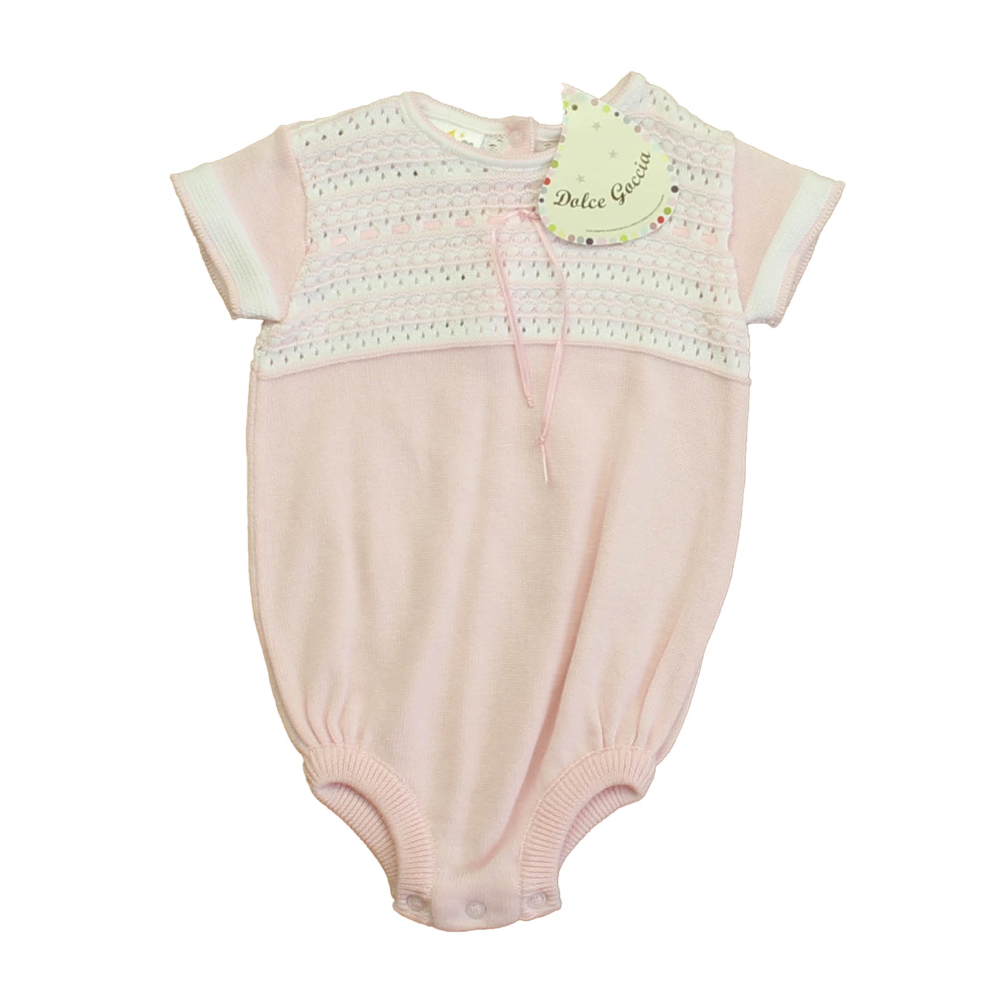 Dolce Goccia Girls Pink | White Romper Size: 6 Months