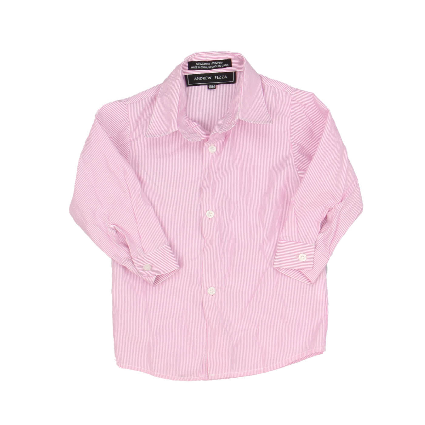 Andrew Fezza Boys Pink | White Button Down Long Sleeve Size: 18 Months Pink | White