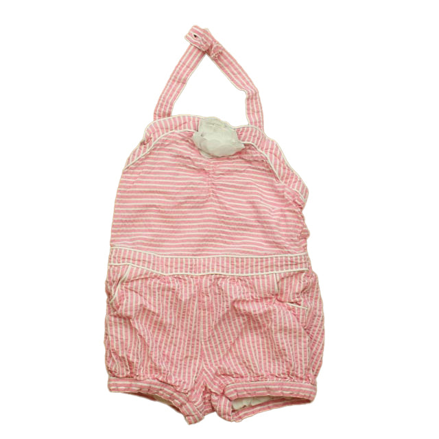 Janie and Jack Girls Pink | White Romper Size: 4T Pink | White