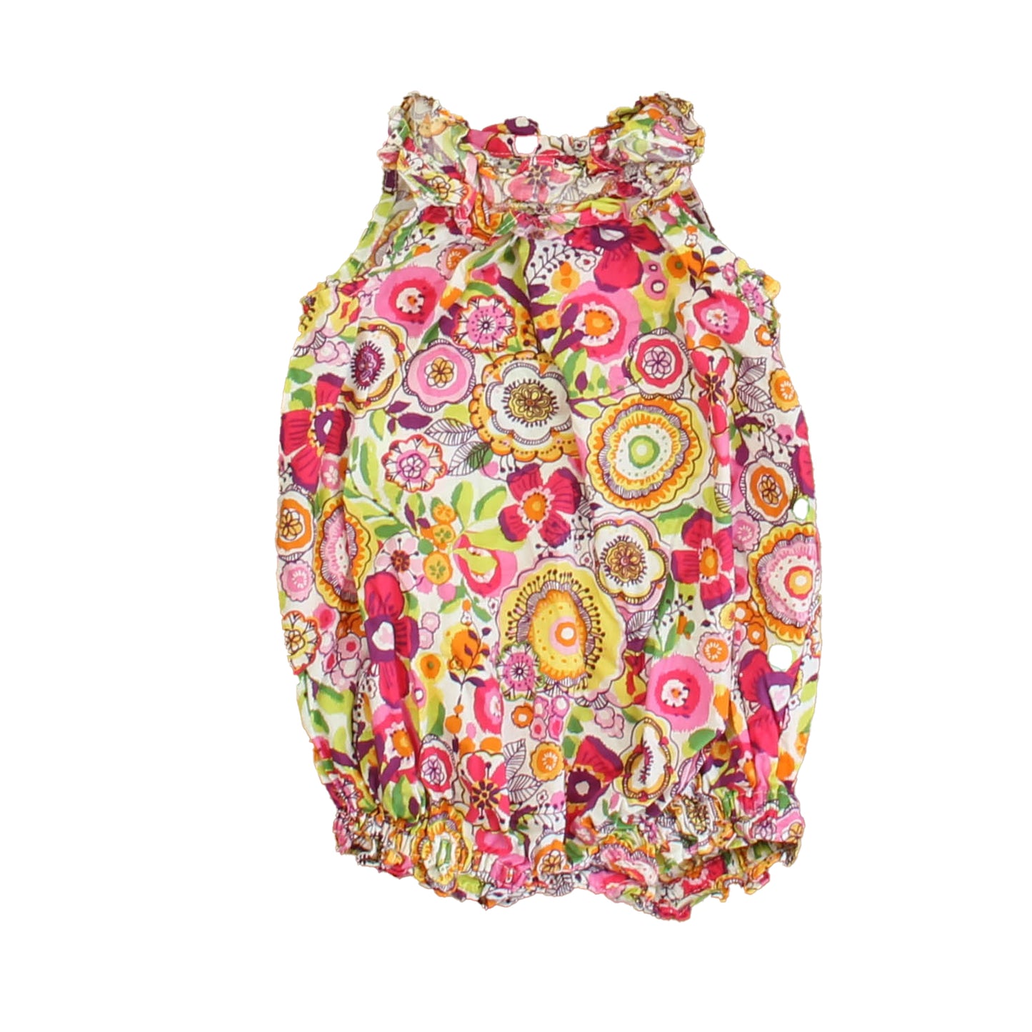 Vera Bradley Girls Pink | Yellow Floral Romper Size: 3 Months Pink | Yellow Floral
