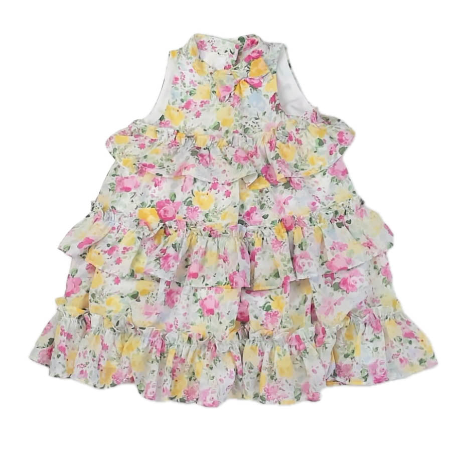 Janie and Jack Girls Pink | Yellow Floral Dress Size: 4T Pink | Yellow Floral