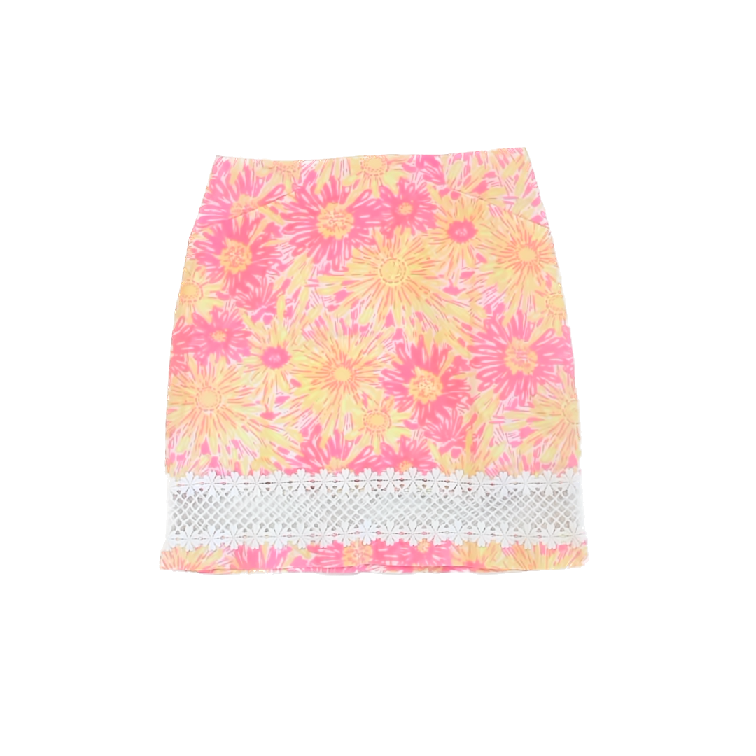Lilly Pulitzer Girls Pink | Yellow Floral Skirt Size: 4 Pink | Yellow Floral