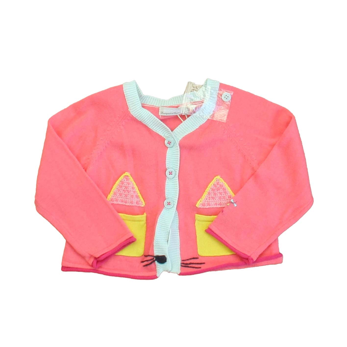Catimini Girls Pink | Yellow Cardigan Size: 12 Months Pink | Yellow