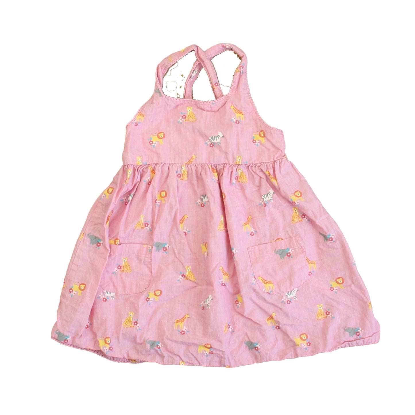 JoJo Maman Bebe Girls Pink Zoo Animals Dress Size: 18-24 Months Pink Zoo Animals