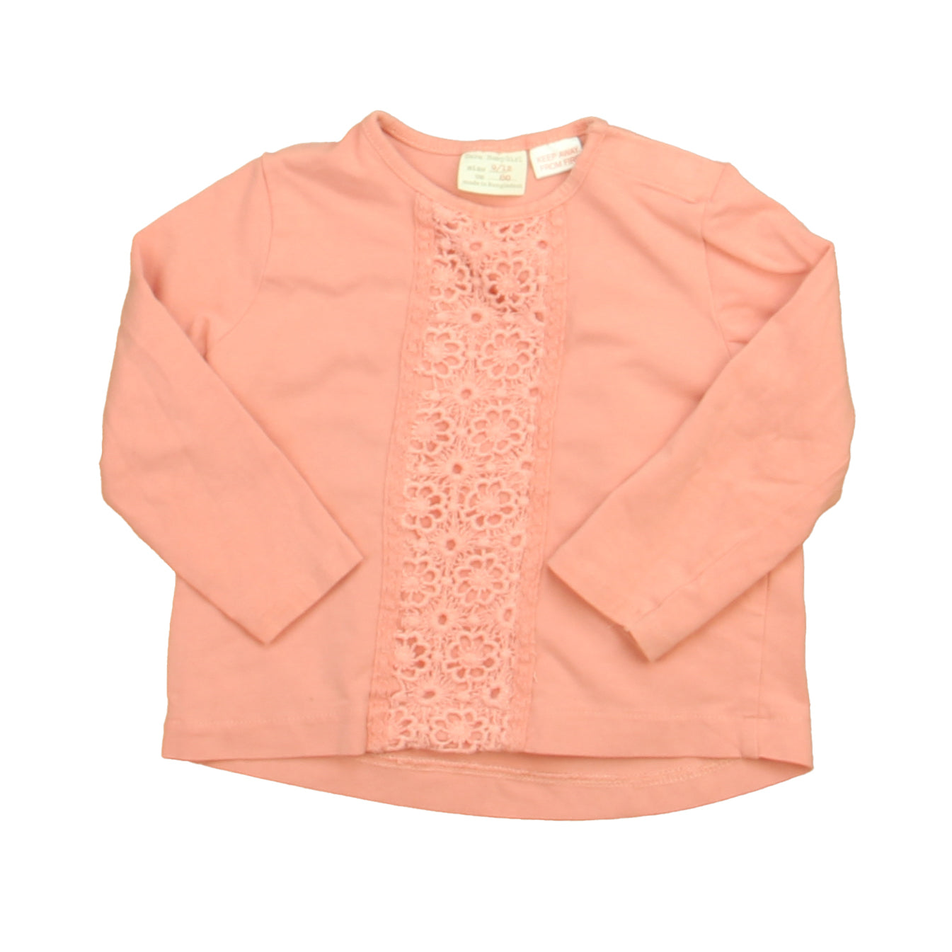 Zara Girls Pink Long Sleeve T-Shirt Size: 9-12 Months Pink