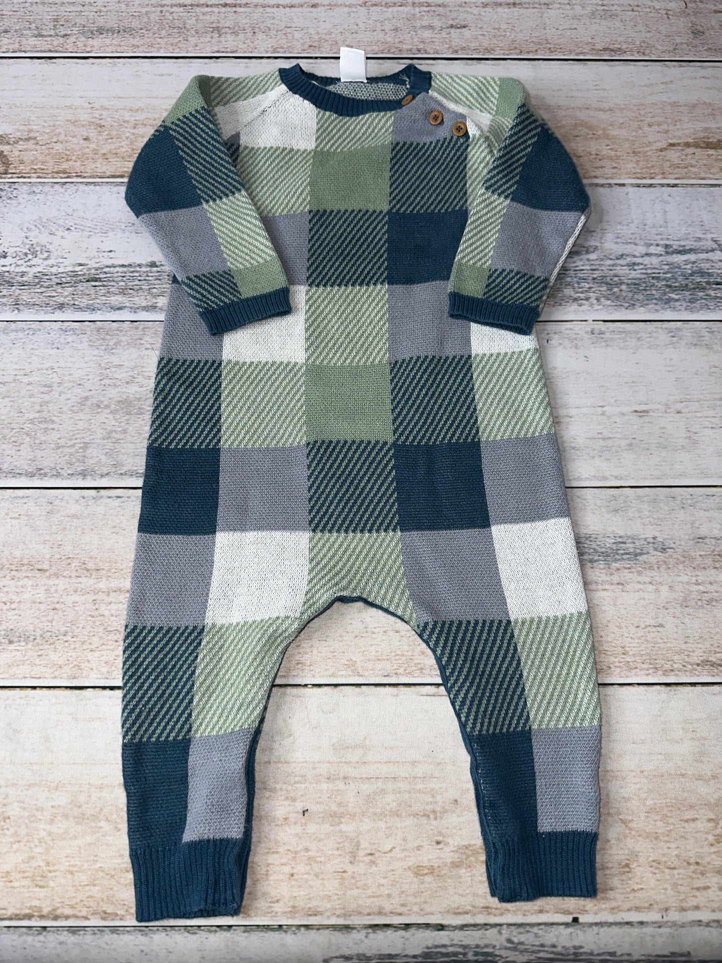 Nordstrom Boys plaid | light green | Light Blue Long Sleeve Outfit Size: 12 months plaid | light green | Light Blue