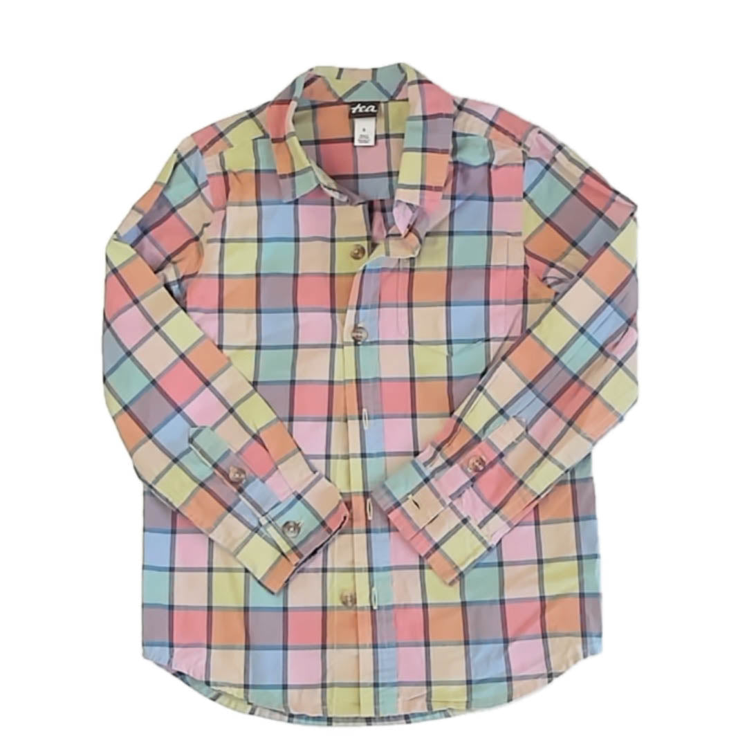 Tea Collection Boys Plaid Button Down Long Sleeve Size: 5T Plaid