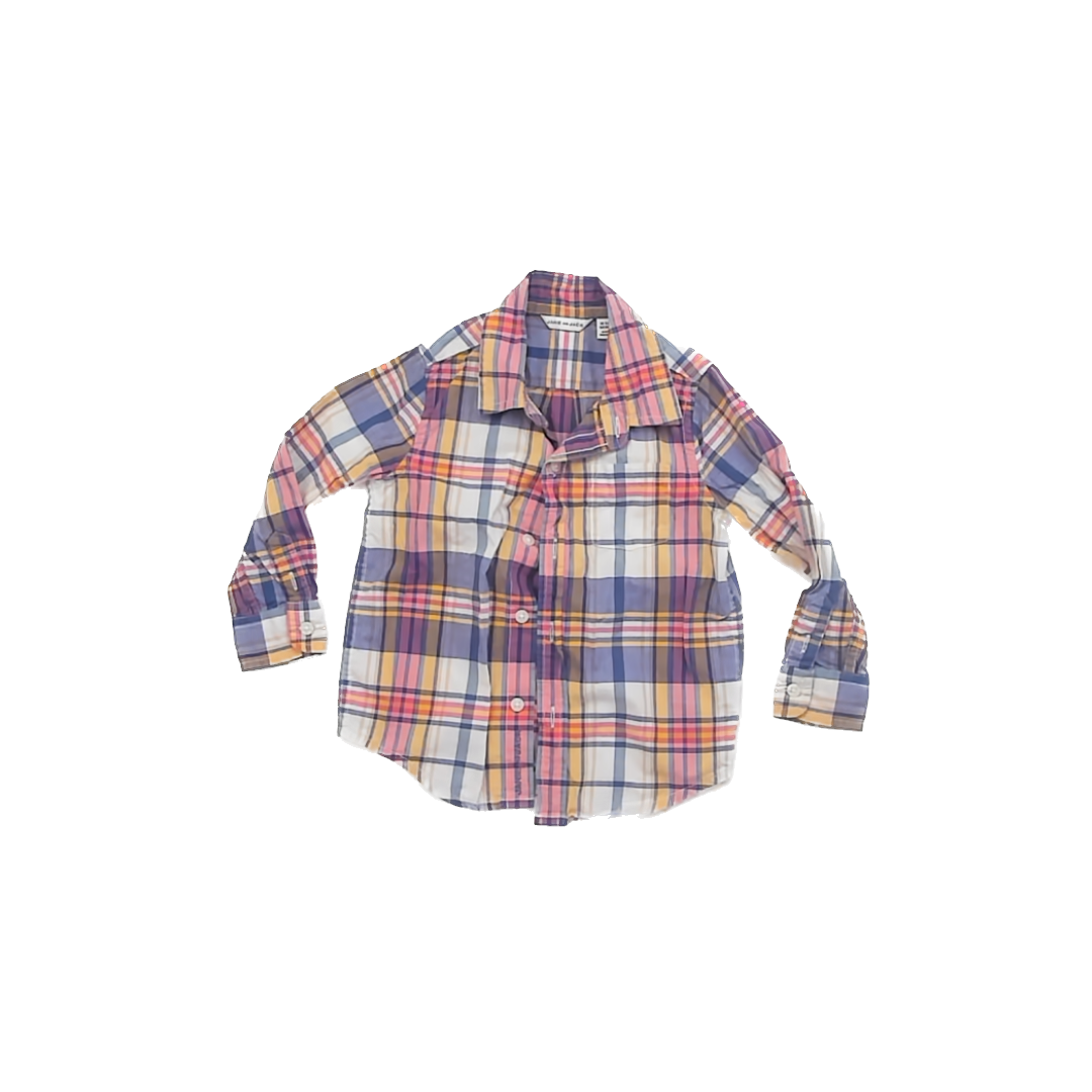 Janie and Jack Boys Plaid Button Down Long Sleeve Size: 18-24 Months Plaid