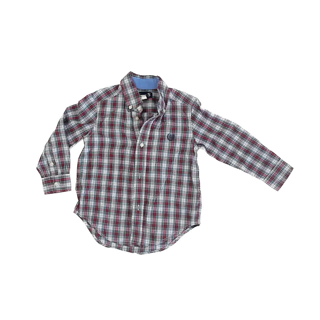 Children's Place Boys Plaid Button Down Long Sleeve Size: 3T Plaid