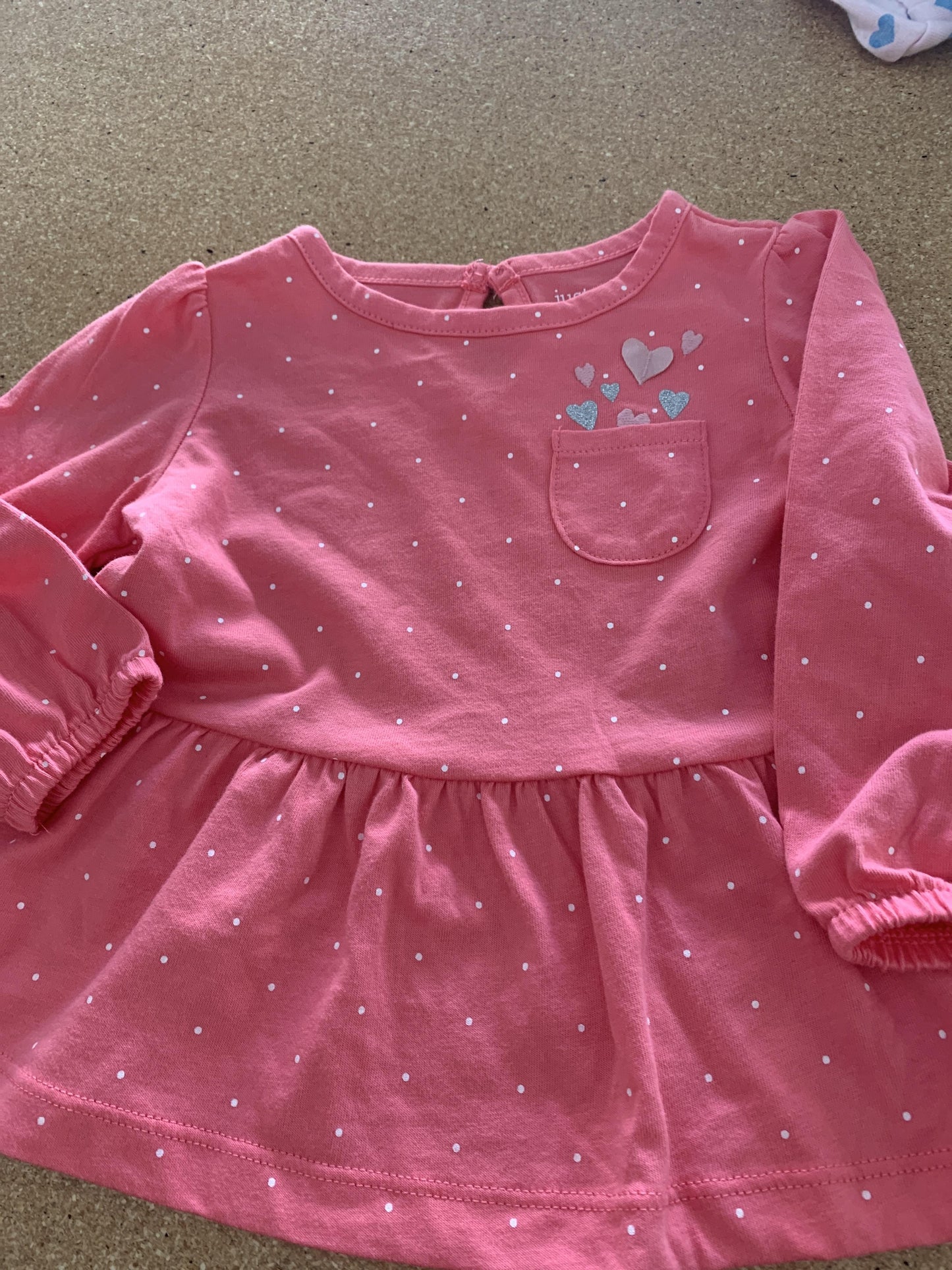 Carters Girls polka dot | pink | Wool White Long Sleeve Shirt Size: 12M polka dot | pink | Wool White