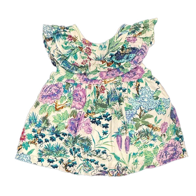Janie and Jack Girls Purple | Blue Floral Dress Size: 6-12 Months Purple | Blue Floral