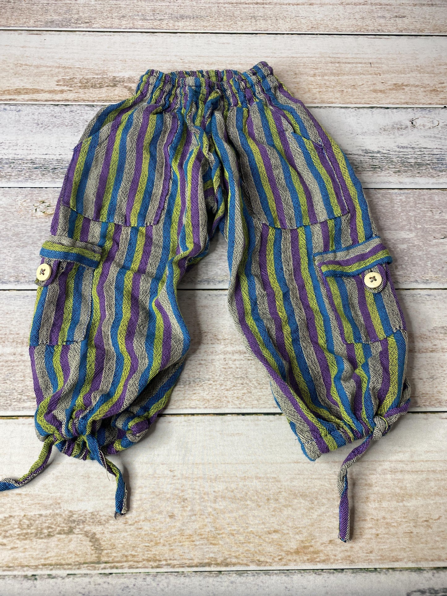 Girls purple | Blue | Yellow | Striped Pants Size: 4T purple | Blue | Yellow | Striped